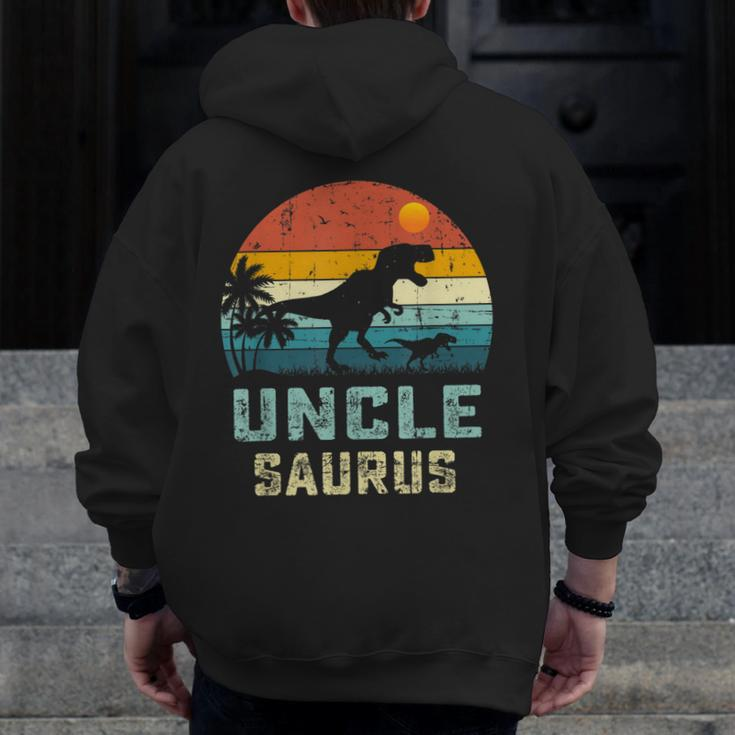 Vintage Unclesaurus Fathers DayRex Uncle Saurus Men Dad Zip Up Hoodie Back Print