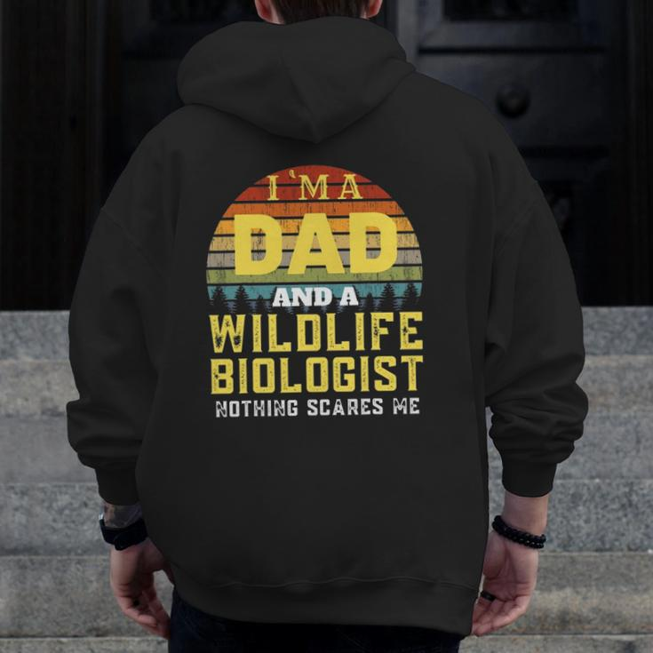 Wildlife Biologist Dad Mens Vintage Zip Up Hoodie Back Print