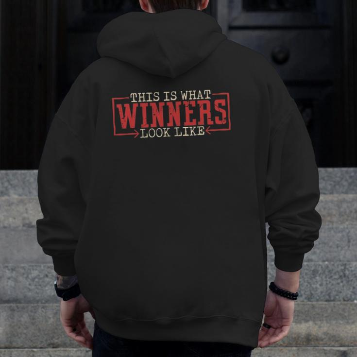This Is What Winners Look Like Workout And Gym Zip Up Hoodie Back Print