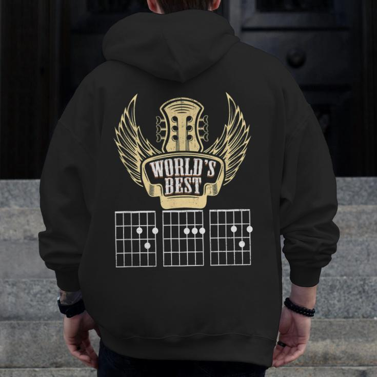 World's Best Guitar Dad Father Player Musician Music Zip Up Hoodie Back Print