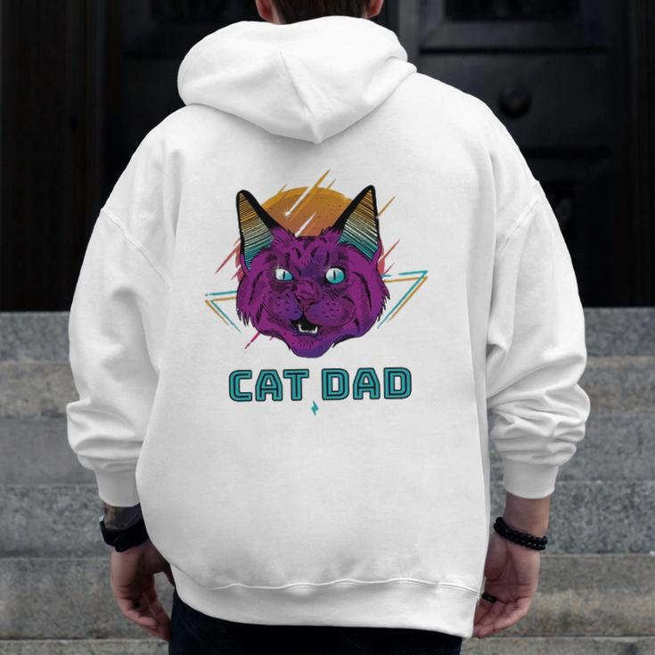 Cat Dad Cat Daddy For Men Cat For Men Zip Up Hoodie Back Print