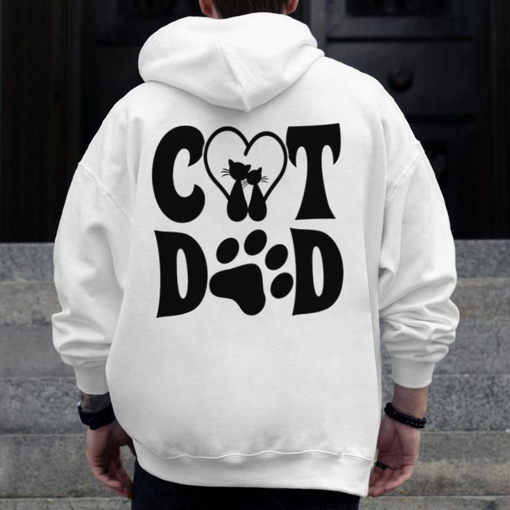 Cat Dad Heart Personalized Cat Dad Zip Up Hoodie Back Print