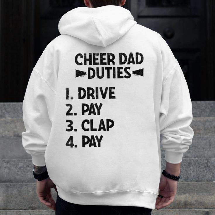 Cheerleading Papa Cheer Dad Duties Drive Pay Clap Zip Up Hoodie Back Print