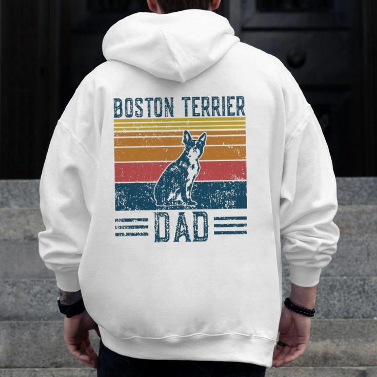 Dog Dad Vintage Boston Terrier Dad Zip Up Hoodie Back Print