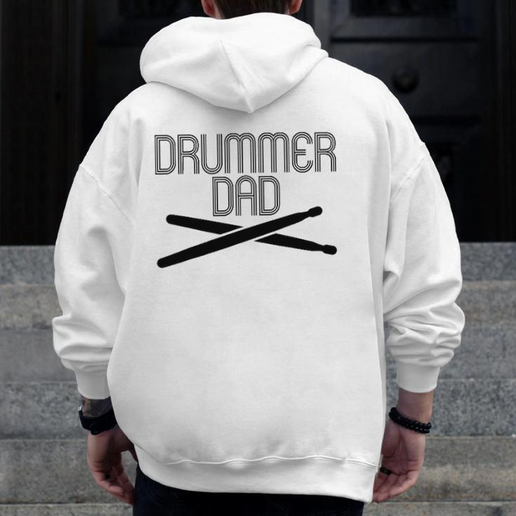 Drummer Dad Tee S Drum Lovers Father's Day Zip Up Hoodie Back Print