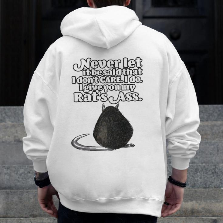Vintage Saying About A Rat's Ass For Dad Grandpa Zip Up Hoodie Back Print