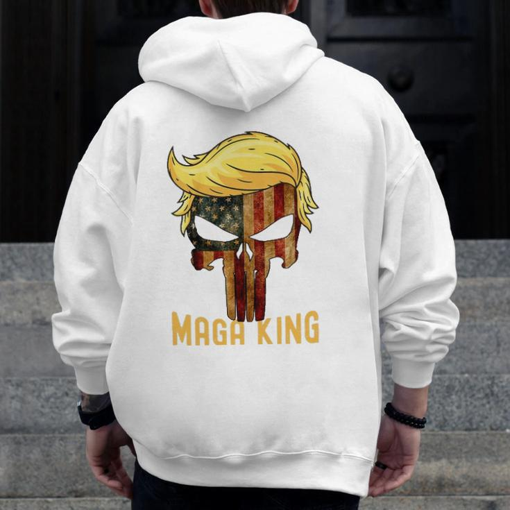 The Great Maga King Donald Trump Skull Maga King Zip Up Hoodie Back Print