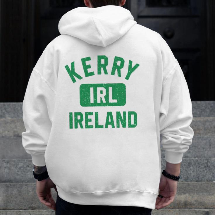 Kerry Ireland Irl Gym Style Distressed Green Print Zip Up Hoodie Back Print