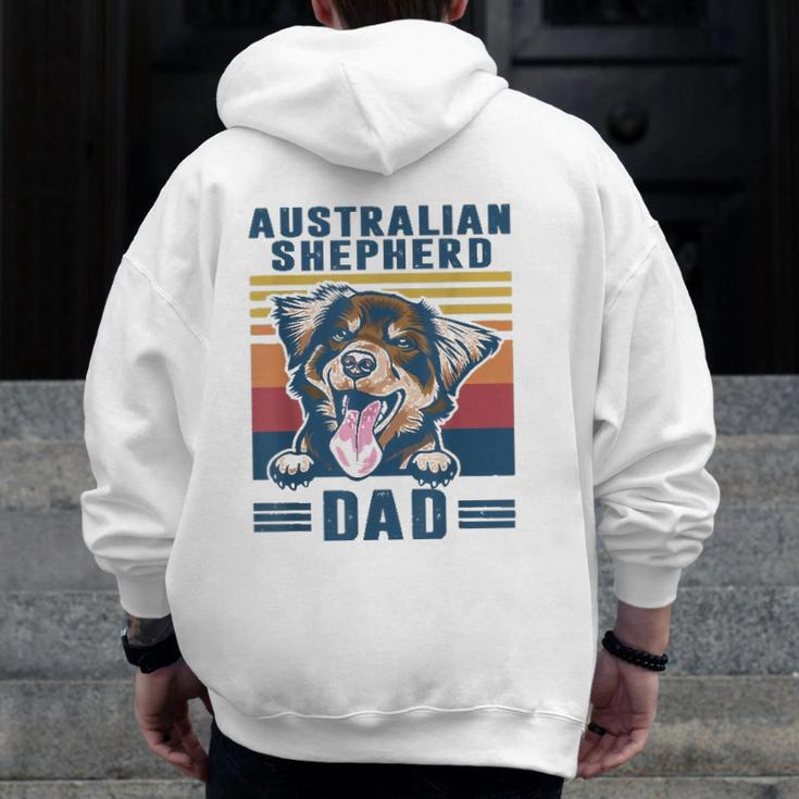 Mens Australian Shepherd Dad Father Retro Australian Shepherd Zip Up Hoodie Back Print