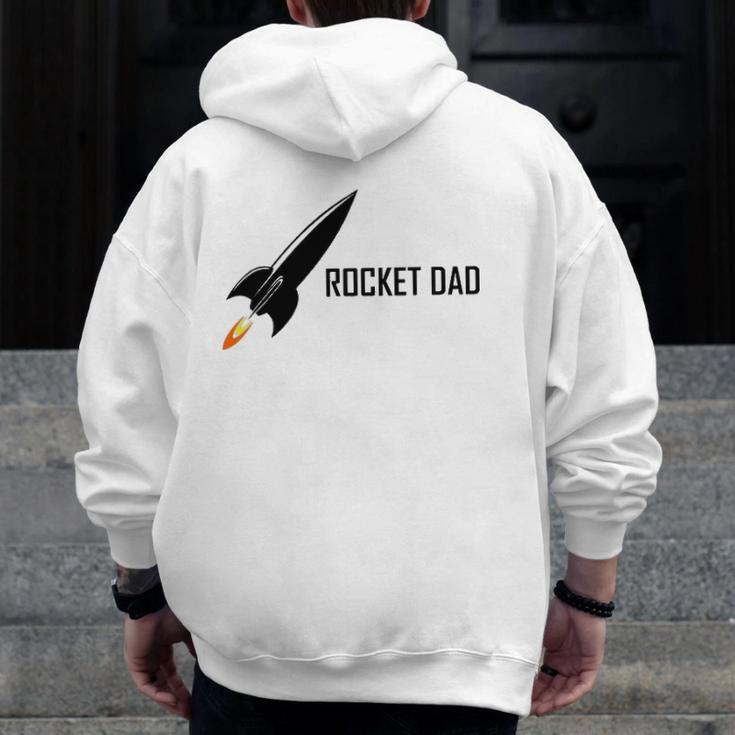 Mens Father's Day Rocket Dad Zip Up Hoodie Back Print