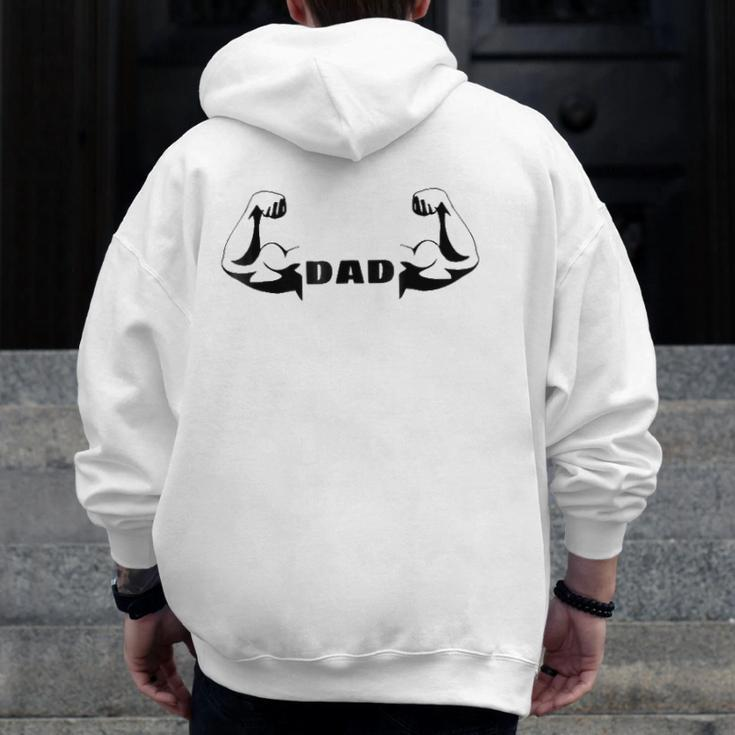 Mens Gym Dad Fathers Day Powerlifter Dad Fitness Dad Zip Up Hoodie Back Print