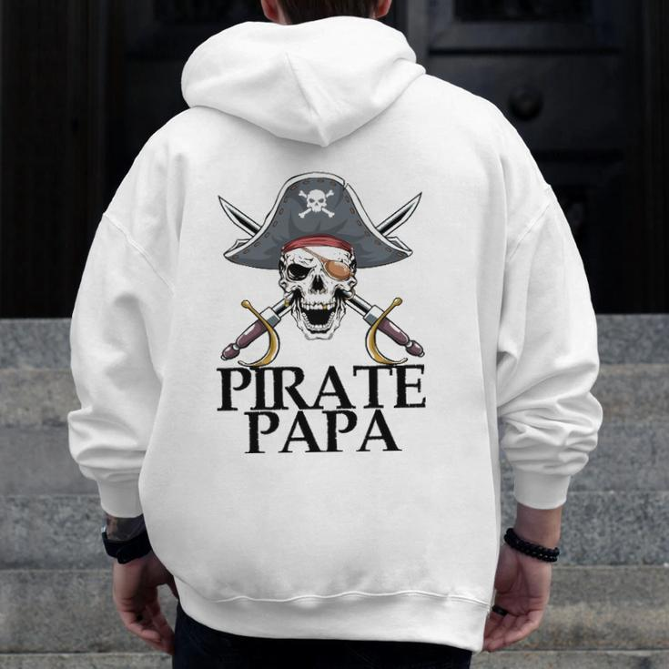 Mens Pirate Papa Captain Sword Halloween Zip Up Hoodie Back Print