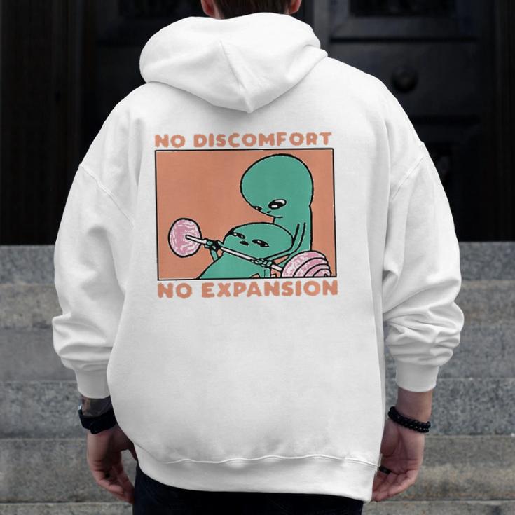 No Discomfort No Expansion Training Zip Up Hoodie Back Print