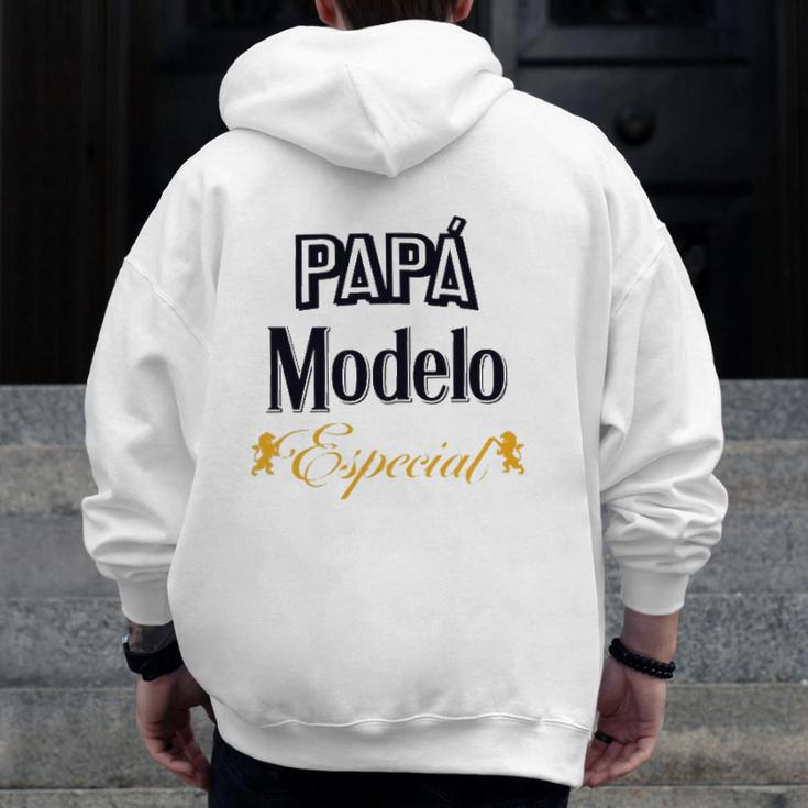 Papá Modelo Especial Mexican Beer Father's Day Zip Up Hoodie Back Print