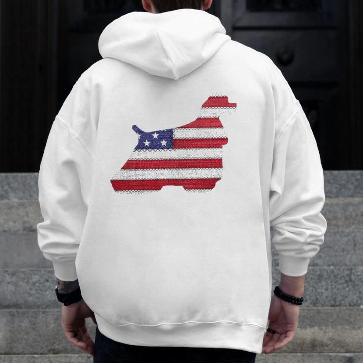 Patriotic American Cocker Spaniel Love Flag Vintage Zip Up Hoodie Back Print