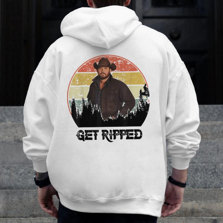 Vintage Cowboy Get Ripped Western Country Music Rodeo Dad Zip Up Hoodie Back Print