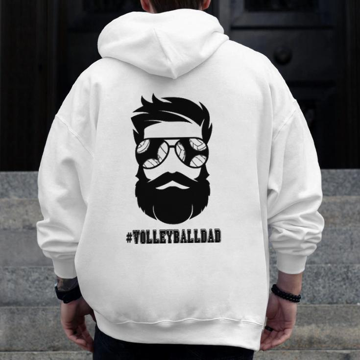 Volleyball Dad With Beard And Cool Sunglasses Zip Up Hoodie Back Print