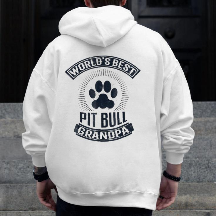 World's Best Pit Bull Grandpa Zip Up Hoodie Back Print