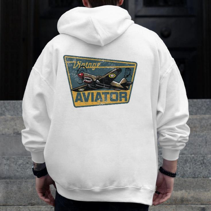 Ww2 Vintage Aviator Airplane Aircraft Pilot P40 Warhawk Zip Up Hoodie Back Print