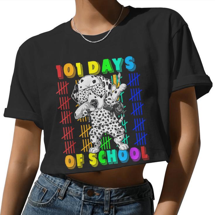 101 Days Of School Dalmatian Dog 100 Days Smarter Teacher Women Cropped T-shirt