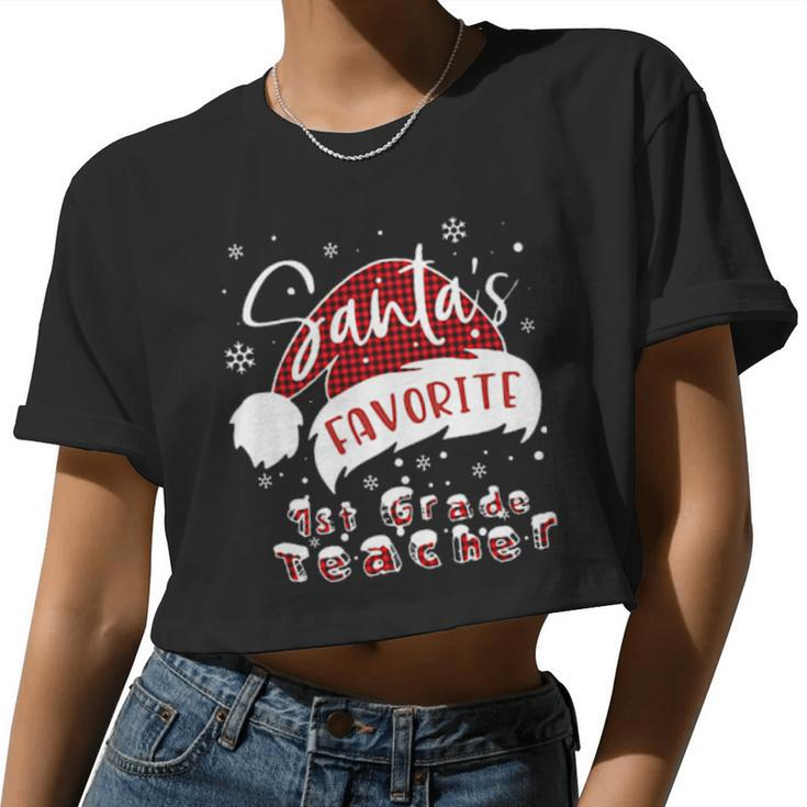 1St Grade Teacher Santa Favorite Women Cropped T-shirt