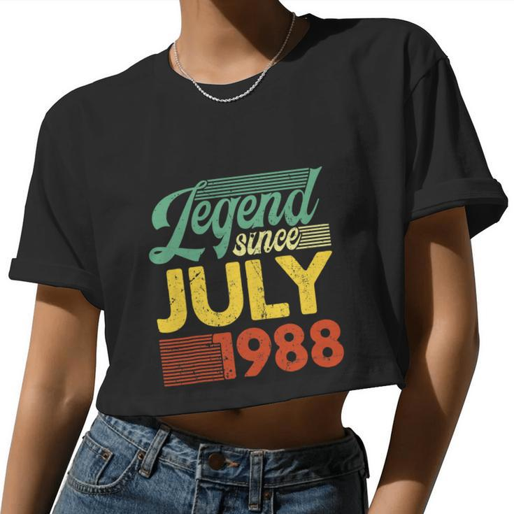 34 Years Old Legend Since July 1988 34Th Birthday Women Cropped T-shirt
