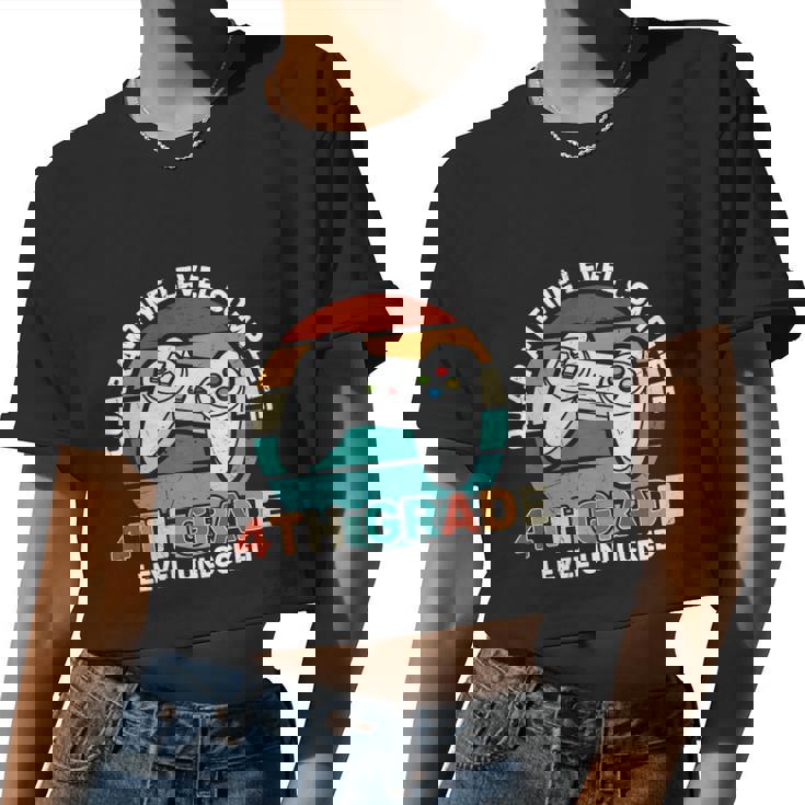 4Th Grade Level Unlocked First Day Of School Back To School Women Cropped T-shirt