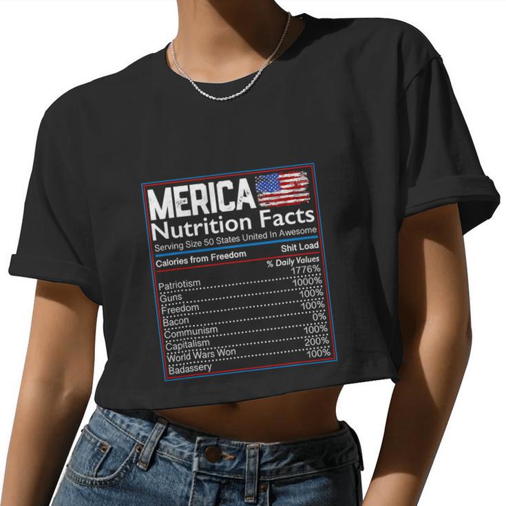 4Th Of July Proud American Shirt Merica Nutrition Facts Women Cropped T-shirt