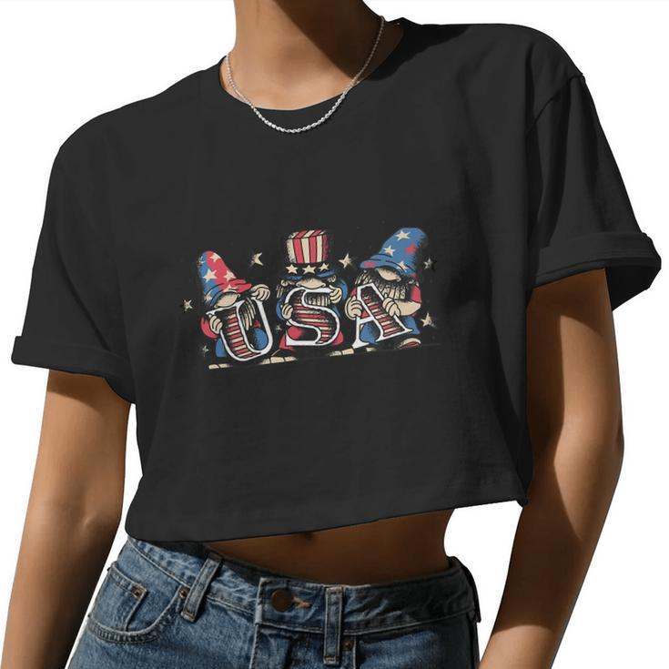 4Th Of July Shirts Women Outfits For Men Patriotic Gnomes Women Cropped T-shirt