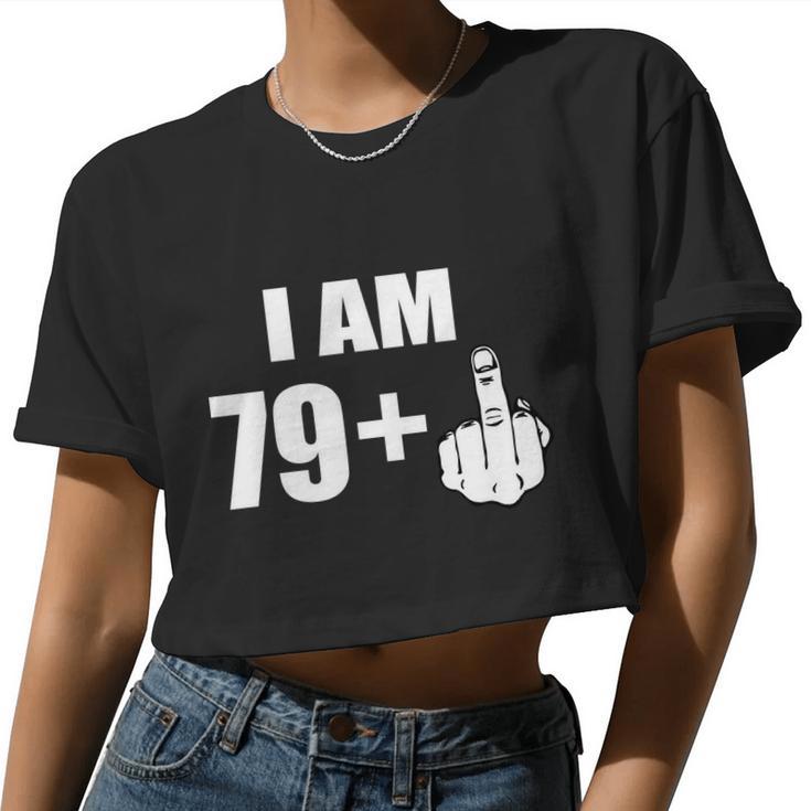 I Am 80 Middle Finger 80Th Birthday Women Cropped T-shirt