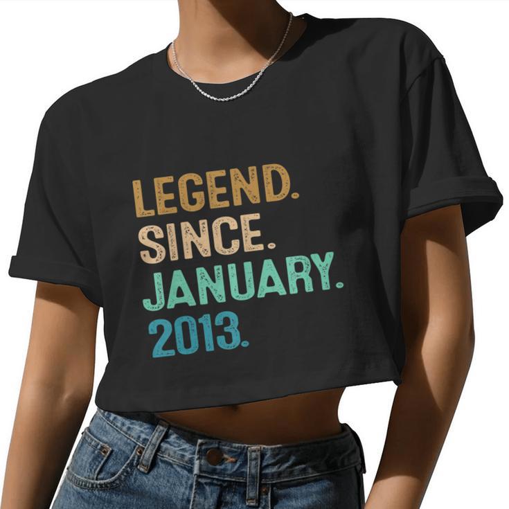 9Th Birthday  9 Year Old Legend Since January 2013 V2 Women Cropped T-shirt