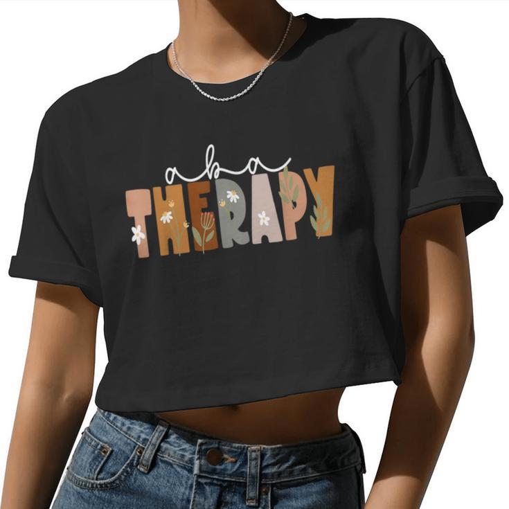 Aba Therapy Squad Matching Therapist Floral Women Cropped T-shirt