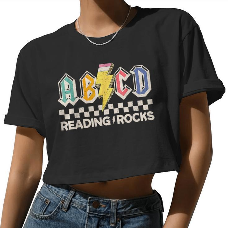 Abcd Reading Rocks Cute Rock'n Roll Lover Math Teachers Women Cropped T-shirt