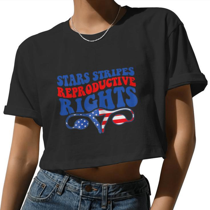 American 4Th Of July Stars Stripes Reproductive Rights Women Cropped T-shirt