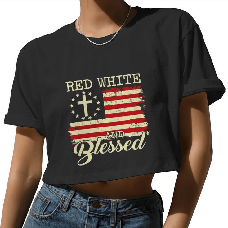 American Flag Christian 4Th Of July Women Cropped T-shirt