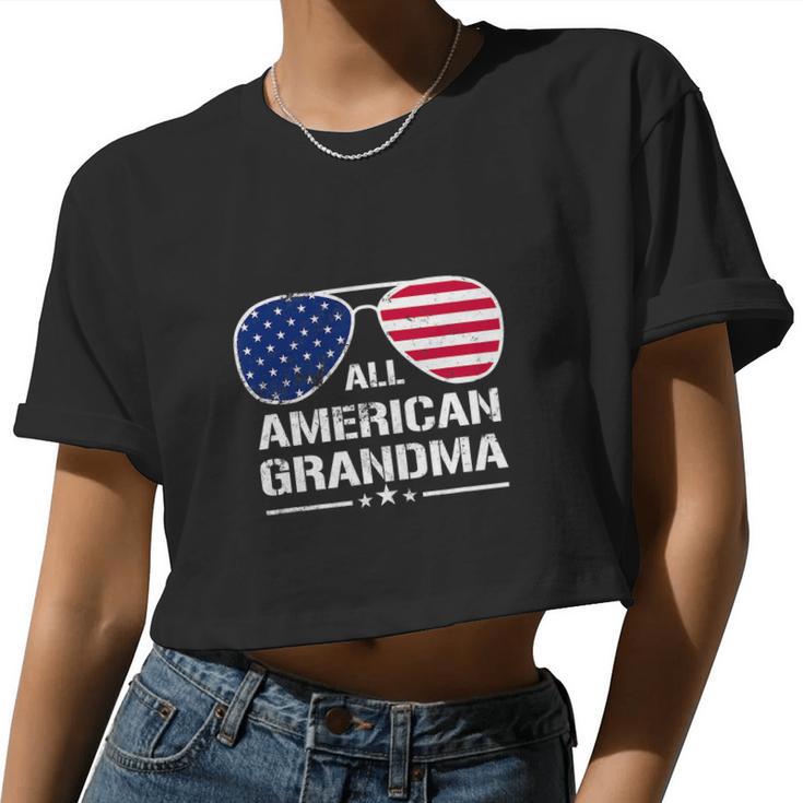 All American Grandma American Flag Patriotic V2 Women Cropped T-shirt