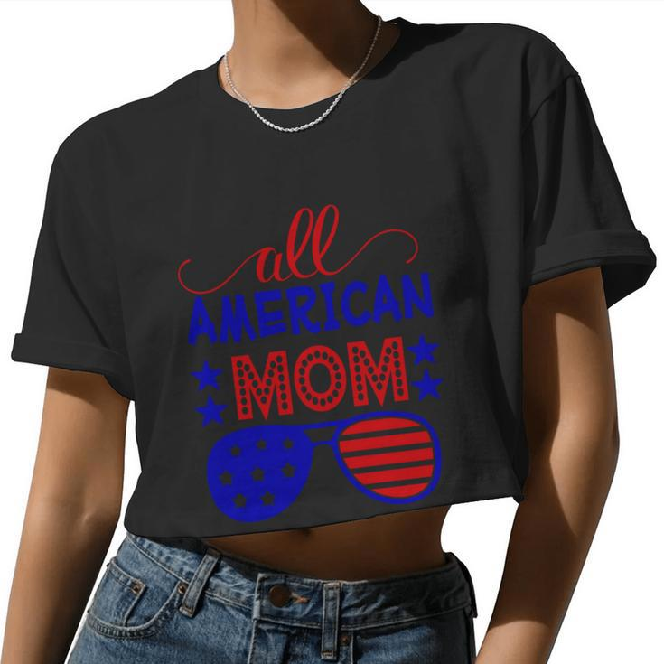 All American Mom Sunglasses 4Th Of July Independence Day Patriotic Women Cropped T-shirt