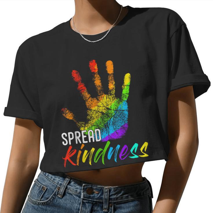 Anti Bullying Handprint For Teachers To Spread Kindness Women Cropped T-shirt