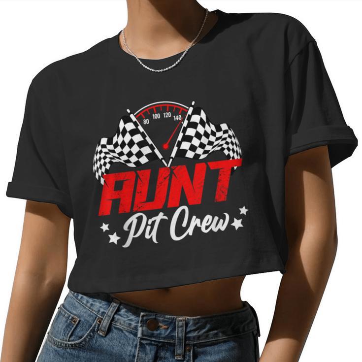 Aunt Pit Crew Birthday Party Race Car Lover Racing Family Women Cropped T-shirt