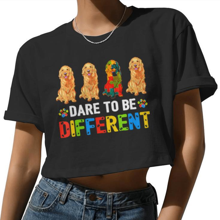 Autism Awareness Golden Retriever For Dog Dad Dog Mom Women Cropped T-shirt