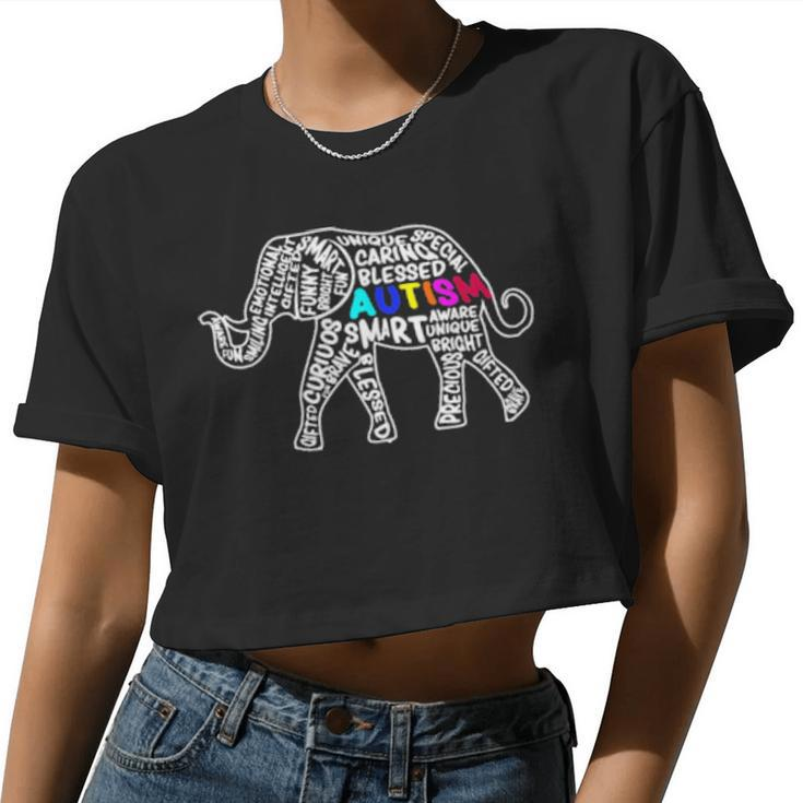 Autism Elephant Autism Awareness Autistic Autism Moms Women Cropped T-shirt