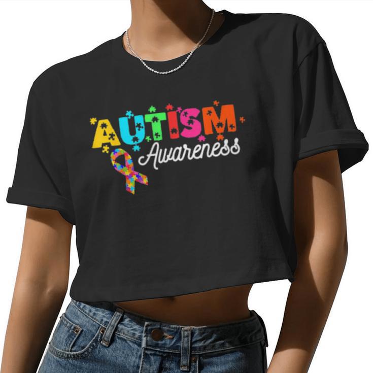 Autism Ribbon Autism Awareness Autistic Autism Moms Women Cropped T-shirt