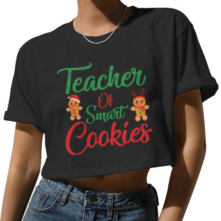 Baker Xmas Teacher Cute Gingerbread Cookies Women Cropped T-shirt