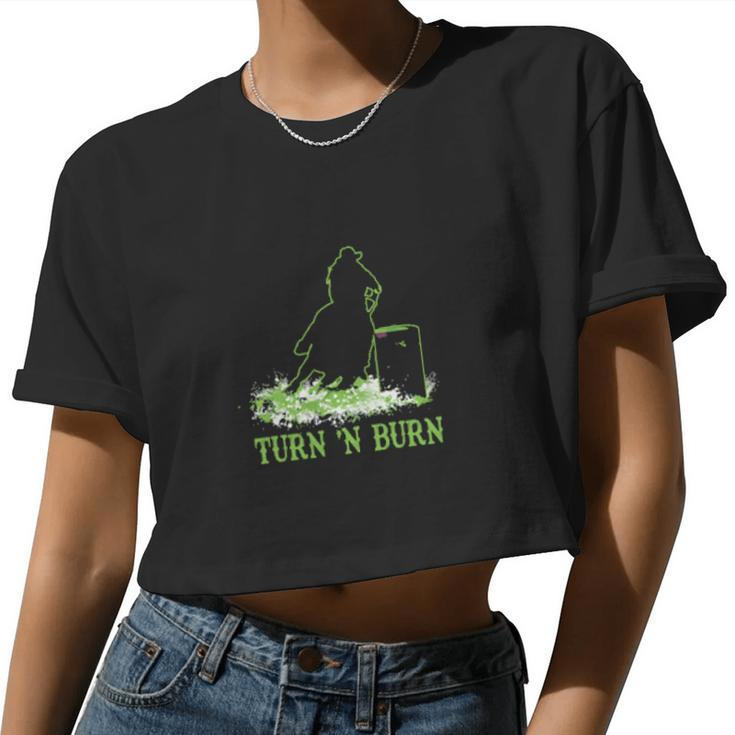 Barrel Racing Turn N Burn Barrel Racer Girls Western Wear Women Cropped T-shirt