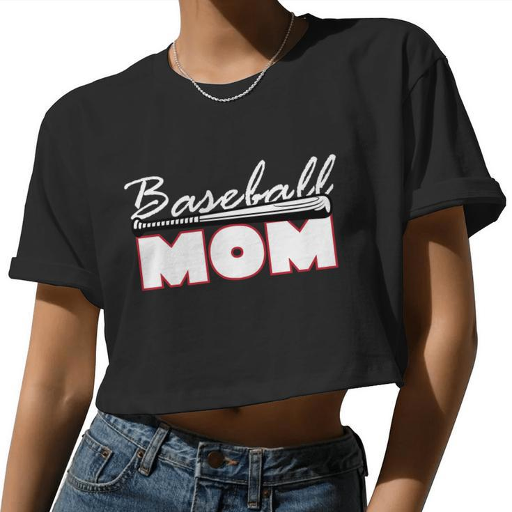 Baseball Mom Bat Logo Women Cropped T-shirt