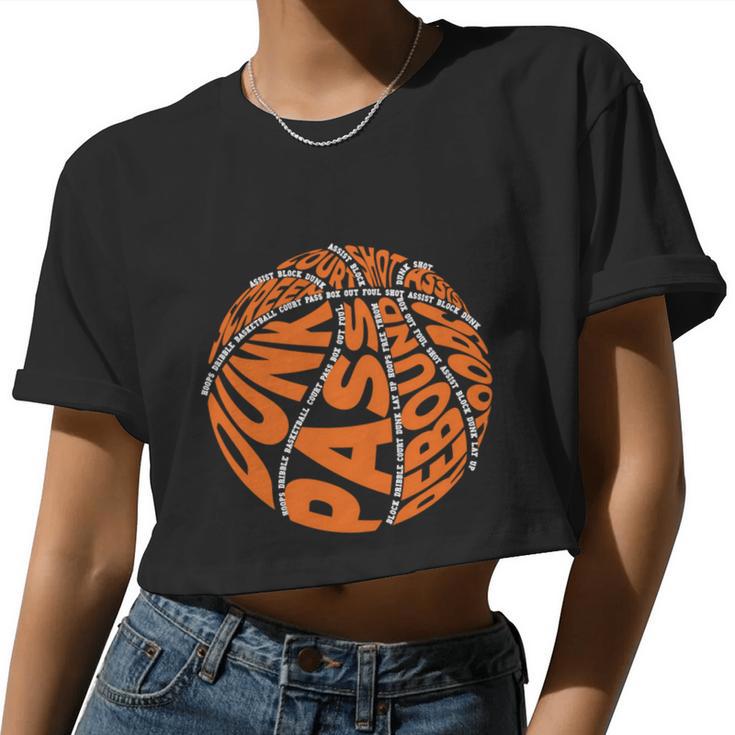 Basketball For Boys Girls Word Cloud Women Cropped T-shirt