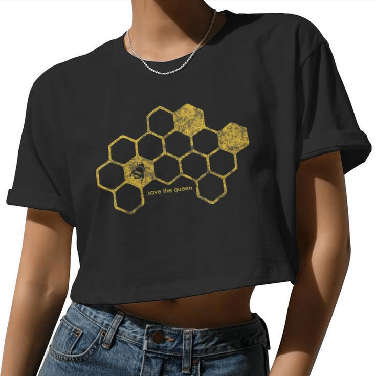 Bee Bee Bee Honeycomb Save The Queen Beekeeper Apiarist Women Cropped T-shirt