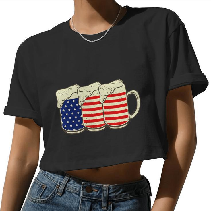 Beer American Graphic 4Th Of July Graphic Plus Size Shirt For Men Women Family Women Cropped T-shirt