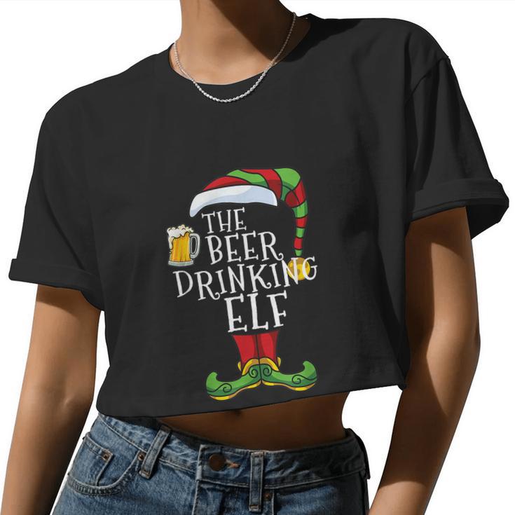 The Beer Drinking Elf Family Matching Christmas Pajama Women Cropped T-shirt