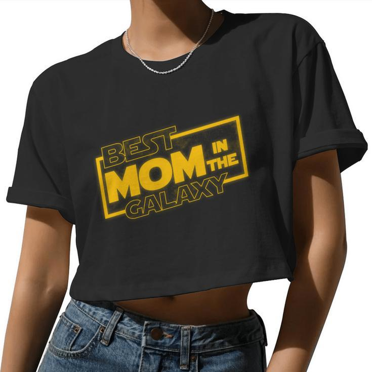 Best Mom In The Galaxy Parody Movie Logo Women Cropped T-shirt